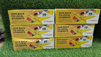 Lot 6 Boxes Staples School Supply Supplies Kit 19 Pc Sharpie Expo Elmer s 