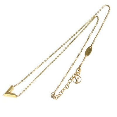 LOUIS VUITTON Essential V Logo Chain Necklace Gold Italy VG | eBay