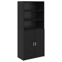 Highboard Eichen-Optik Schwarz 80X42,5X185 Cm Holzwerkstoff