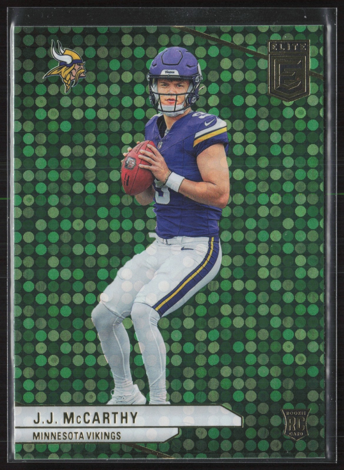 2024 Panini Donruss Elite J.J. McCarthy Green Disco Minnesota Vikings #105 RC