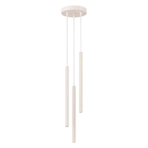 Pendelleuchte Stahl Beige 3-Flammig Esstisch G9 Ø20 Cm HäNgelampe Esszimmer-image