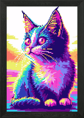 Niedliche Cartoon Katze gerahmtes Wandbild Poster Leinwanddruck Bild