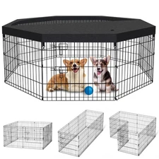 Dog Pen Pet Playpen Dog Fence Indoor Foldable Metal Wire Exercise Puppy Play ...