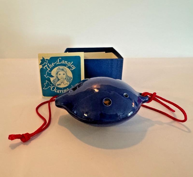 Vintage Langley Tenor G Alto 6 Hole Concert Ocarina Blue Ceramic England