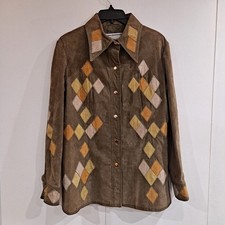 Shayne VTG 70's Green Suede Patchwork Boho Y2K Hippie Shacket "Read Flaws"