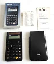 Braun Solar Calculator ETS77 429 Rams Lubs 4 777 Box Paperwork 871-B Open Box