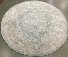 LIGHT GREY / CREAM 5' X 5' Round Stained Rug Reduced Price 1172654430 RFT664C-5R