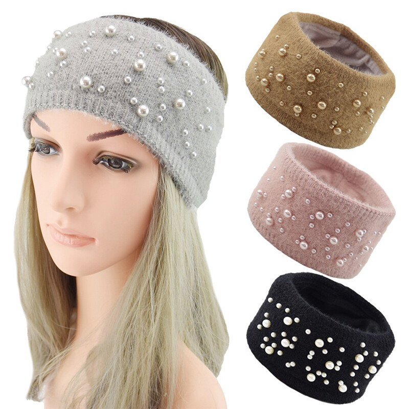 Winter Pearl Knit Headband with Ear Warmer