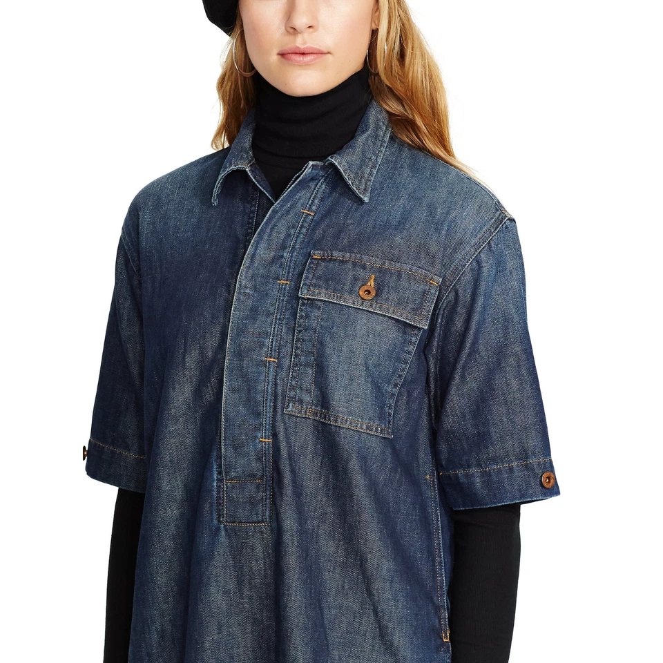 Mujer Polo Ralph Lauren Hannah Lavado Denim Túnica Camisa Vestido Nuevo $198 Foto 2 de 3