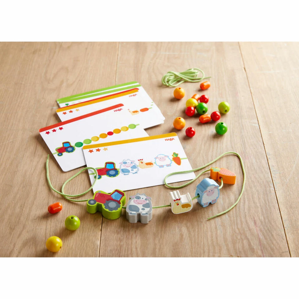 HABA Fädelspiel Bauernhof-Freunde, Bastelspiel, Kreativspiel, ab 3 Jahren, Buche - Bild 3 von 3