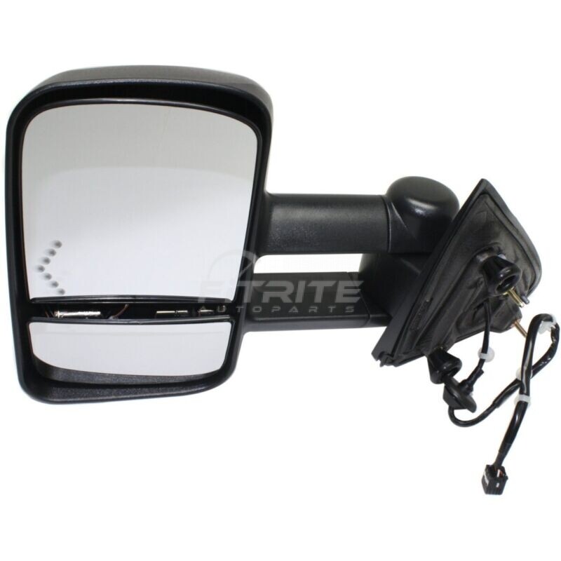 MIRROR Compatible For 2015-2019 GMC Sierra 2500 HD 2014-2018 Chevrolet Silverado 1500 Left Driver Heated Power Glass Folding In-glass Signal Light With Memory 1 Chrome And Paintable Cap