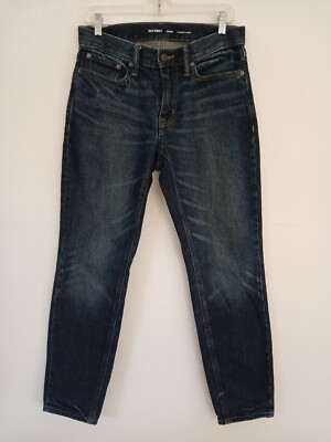 Old Navy Straight Taper Dark Wash Faded Denim Jeans 29W X 30L EUC