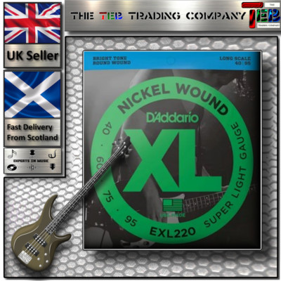D'Addario XL Basssaiten EXL220 - 4 Saiten - Long Scale - Nickel - UK-Verkäufer