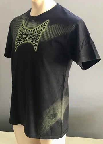 Mens T-Shirt TAPOUT Black Green Logo Graphics Tee Size M Crew Neck MMA Fans - Picture 3 of 9