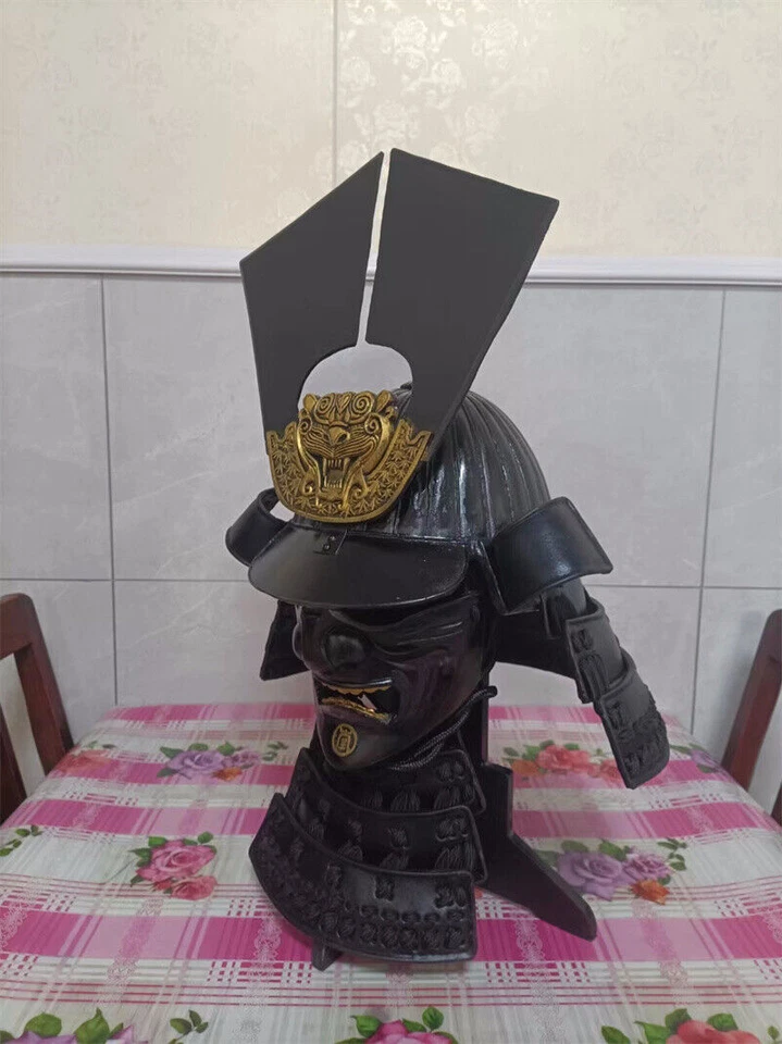 Capacete de armadura samurai japonês antigo – 1/1 máscara facial completa vestível unissex - Imagem 3 de 4