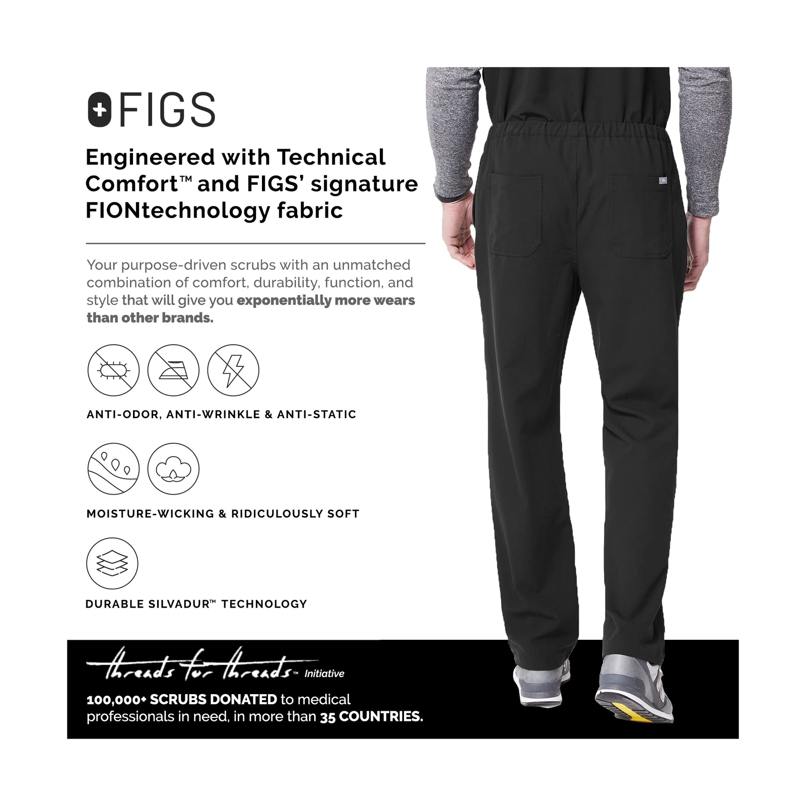 Figs Pisco Basic Men’s Scrub Pants Size L Black for sale online eBay