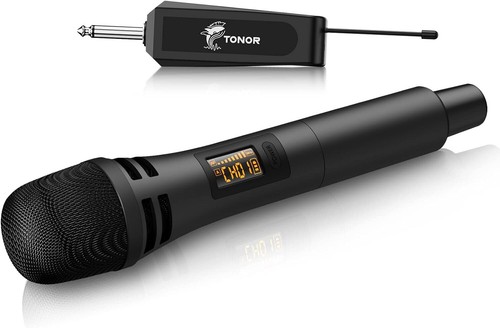 Microphono wireless TONOR, UHF microfono karaoke dinamico palmare TW310 grigio - Foto 1 di 14