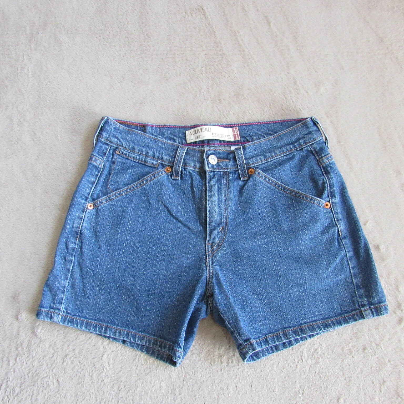 Levis 515 Nouveau Shorts Womens 8 Blue Denim Zip Fly | eBay
