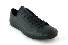 CONVERSE ALL STAR CHUCK TAYLOR OX 135253C ALL BLACK LEATHER  UNISEX ADULT SHOE