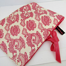 Vintage Schiaparelli Pink Paisley Pattern Satin Travel Bag Pouch Nylons Lingerie