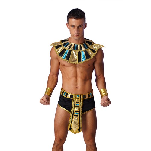 Men 5 Pcs Ancient Egypt Costume Pharaoh Cosplay Skirt Cuffs And Collar Outfit - Picture 44 of 65