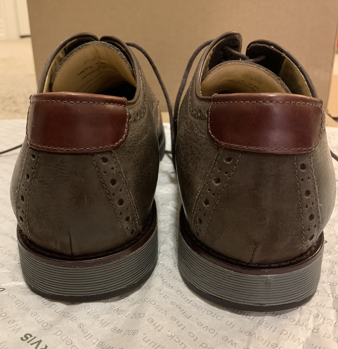 SAOLA Scarpe eleganti da uomo Johnston Murphy Martell a coda di rondine in pelle marrone 11M 27 2236 19C