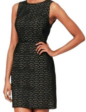 ann taylor loft black scallop lace eyelet dress nwt