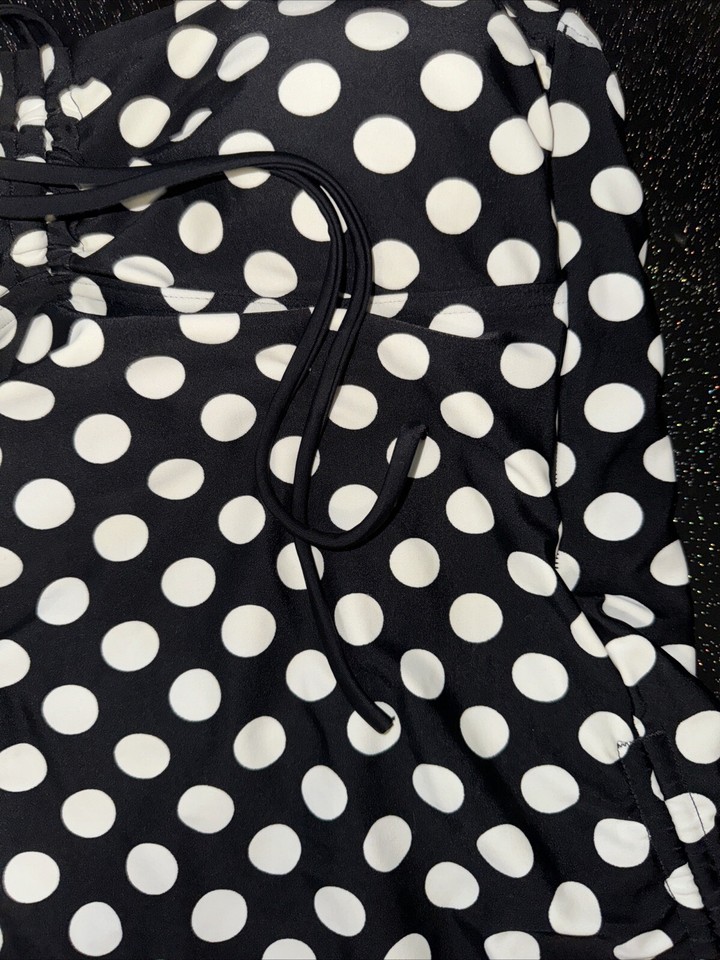 F&F SWIM BLACK WHITE SWIMSUIT Size 14 Halter Neck POLKA DOTS eBay