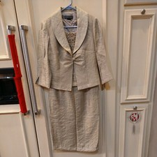 Jessica Howard VTG 2pc Gold Mother Of Bride Maxi Formal Dress Suit Bead Trim 4P