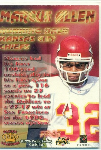 NFL - FOOTBALL INSERT TRADING CARD - PACIFIC COLLECTION - MARCUS ALLEN - Picture 2 of 2