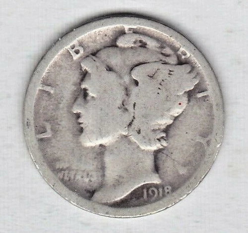 1918 D MERCURY DIME in GOOD condition ~ PLEASE SEE THE SCAN   .stk Y106