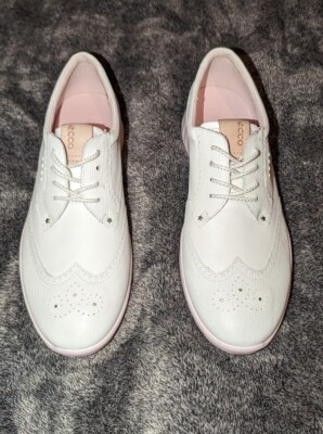 New! Womens ECCO GOLF S-CLASSIC HYDROMAX LEATHER SPIKELESS GOLF SHOE WHITE 10.5