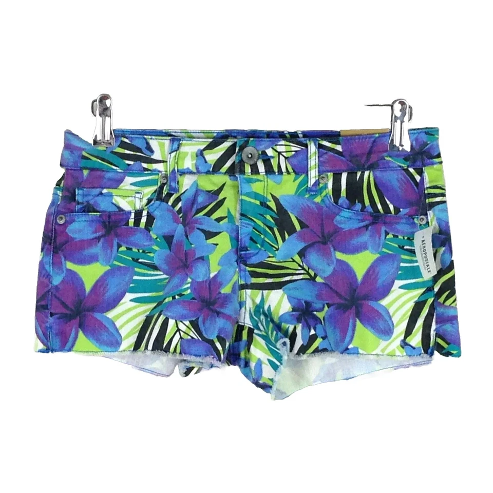 Aeropostale Shorty Mujer Floral Caliente Pantalones Cortos Talla 5/6 Elástico Multicolor Bajo Foto 2 de 4