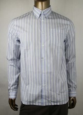 Prada Men's Blue/White Popeline Riga Cotton Dress Shirt 40/15.75 UCN123