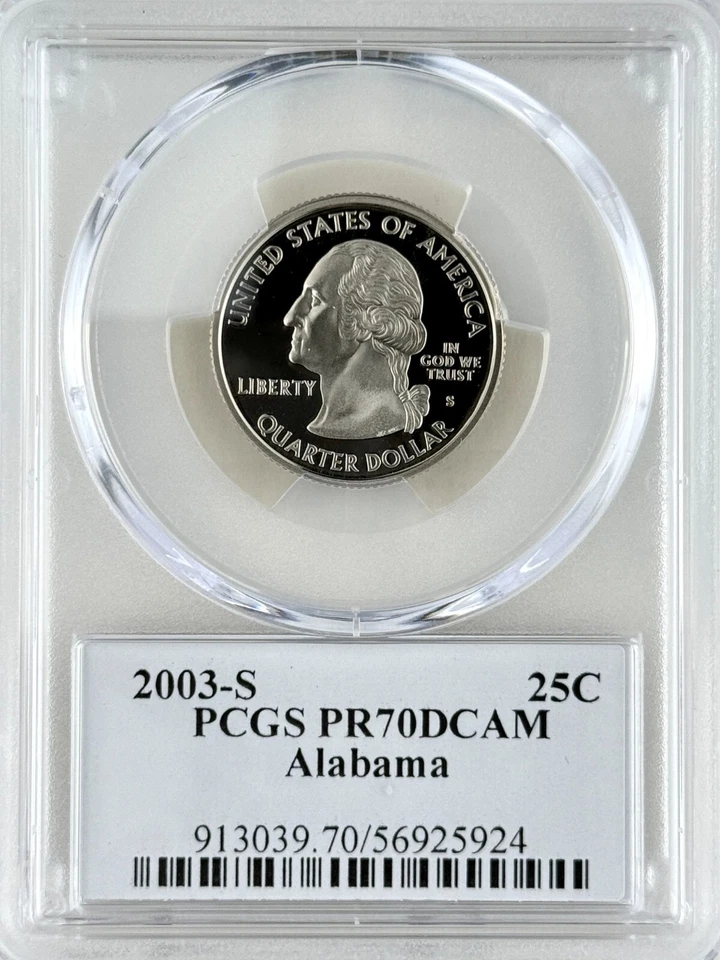 Alabama Quarter PR 70 DCAM PCGS Clad 2003 Best Top Grade 25c State Flag Label - Image 2 of 2