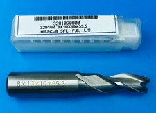 Image of 8mm HSS-Co8 Europa 3 Flute Long Throw Away End Mill with Flatted Shank
