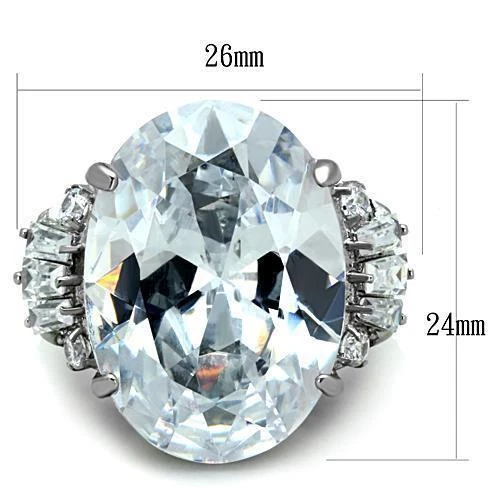 Ladies cocktail ring oval silver simulated diamonds stainless steel 747 20 carat - Image 2 of 4