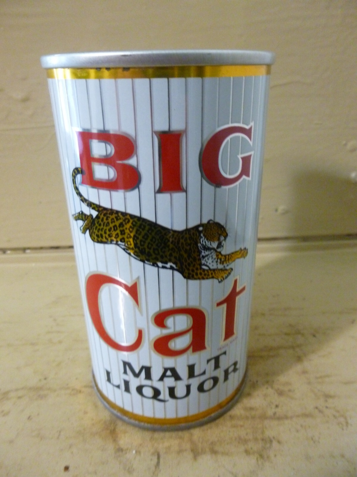 BIG CAT MALT LIQUOR WIDE SEAM STEEL BEER CAN [EMPTY CANS, READ DESC