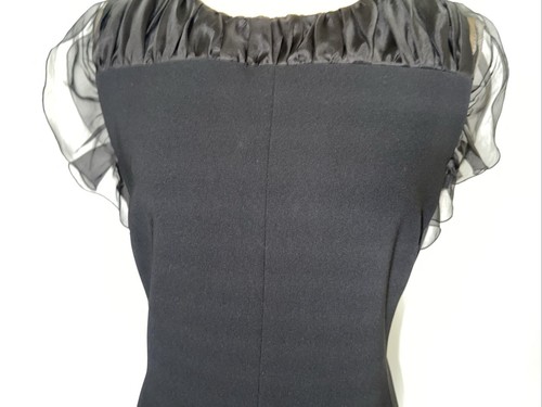 Max Mara Black Katana Organza And Cady Dress In Nero Size 14 - Picture 5 of 15