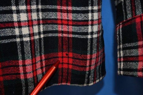 CAMISA DE COLECCIÓN AÑOS 50 NEGRA ROJA TARTÁN LANA A CUADROS HOMBRE CON BOTONES GRANDE L - Imagen 3 de 6