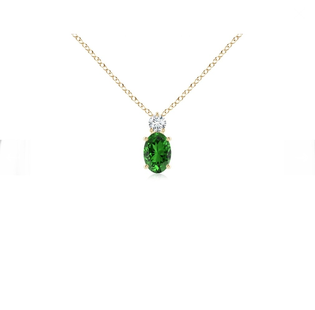 Eye Clean Green Emerald Pendant, Flawless Green Emerald Oval Pendant For Women