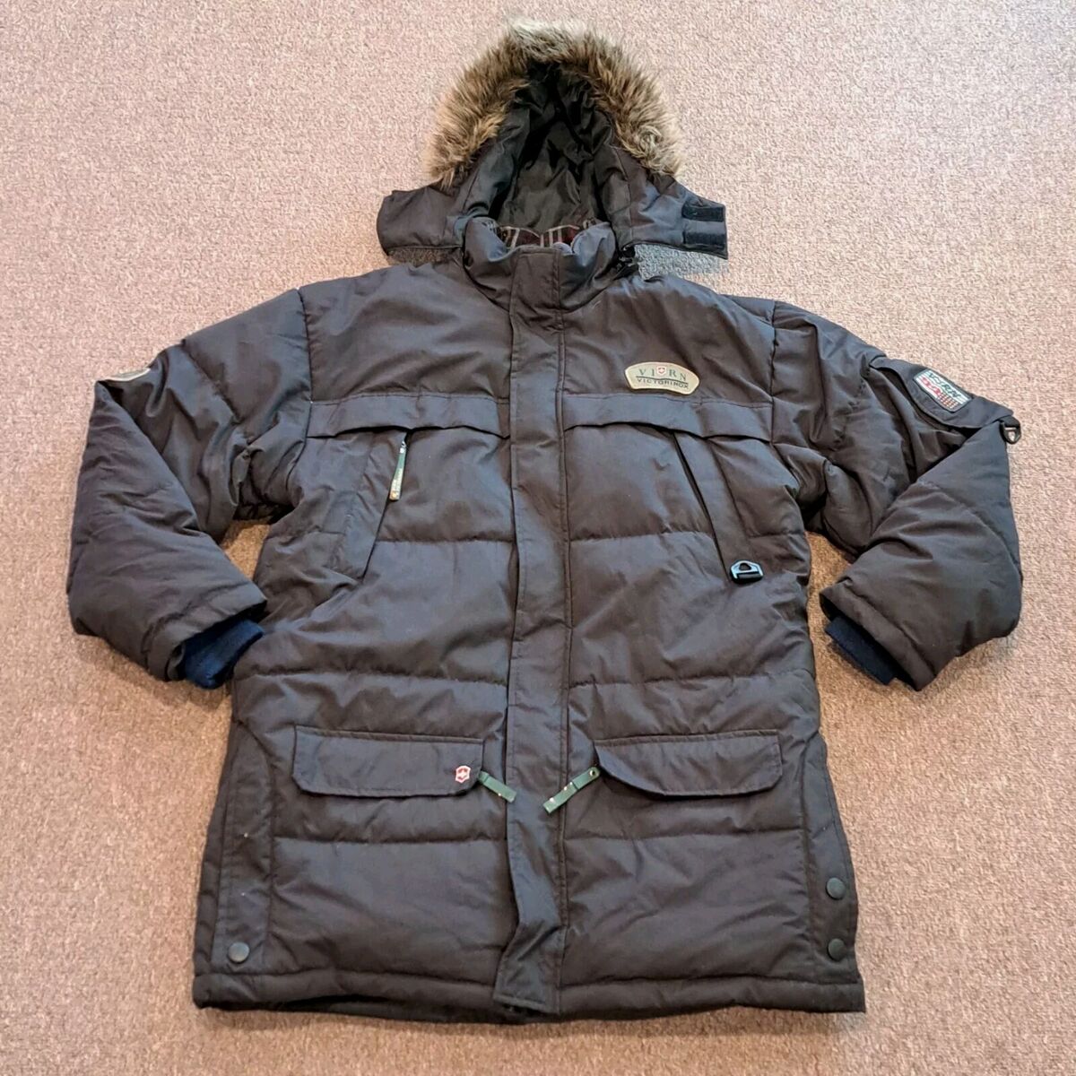 Victorinox Virn Goose Down Fur Hooded Parka Jacket Mens Size Victorinox Virn Goose Down Fur Hooded Parka Jacket Mens Size