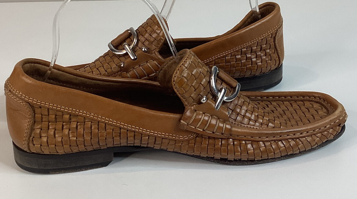 Donald J Pliner Nadim Woven Bit Loafers Tan Men display picture 3