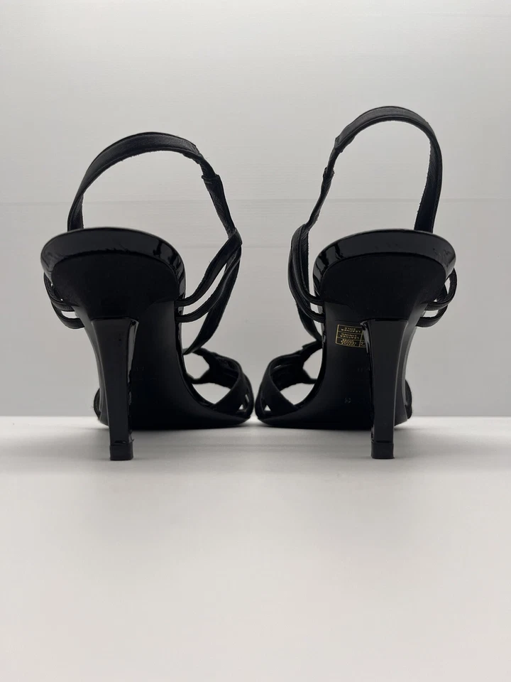 Sandalias de aguja Hugo Boss negras todo cuero talla 40 EUR hechas en Italia Lilly Foto 3 de 4