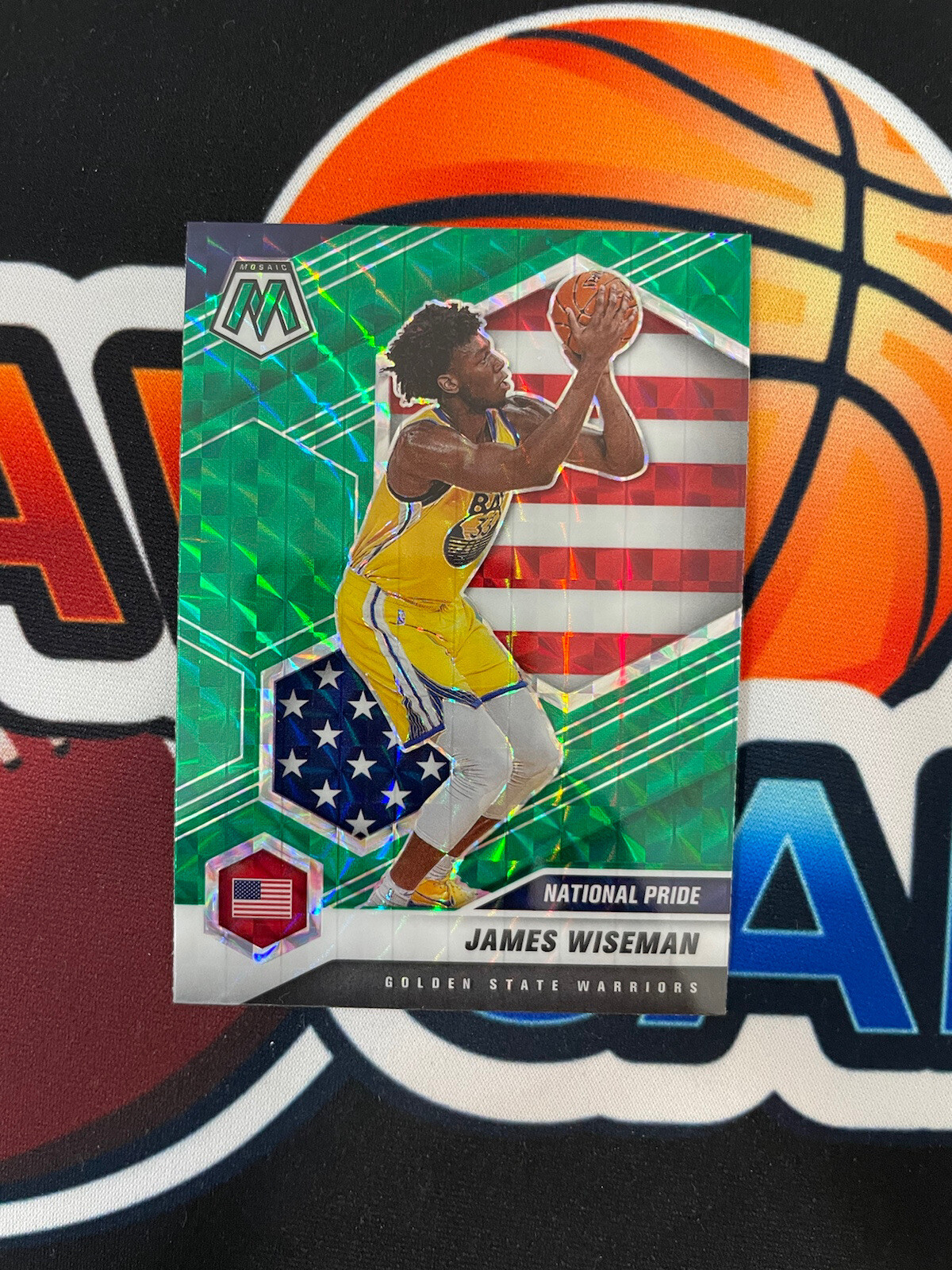 James Wiseman 2020-21 Panini Mosaic National Pride Green Prizm #260 RC GSW