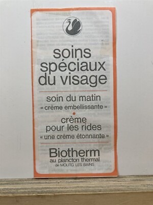 1960's Brochure Beauty Facial Cream in French Biotherm Soins Speciaux Du Visage