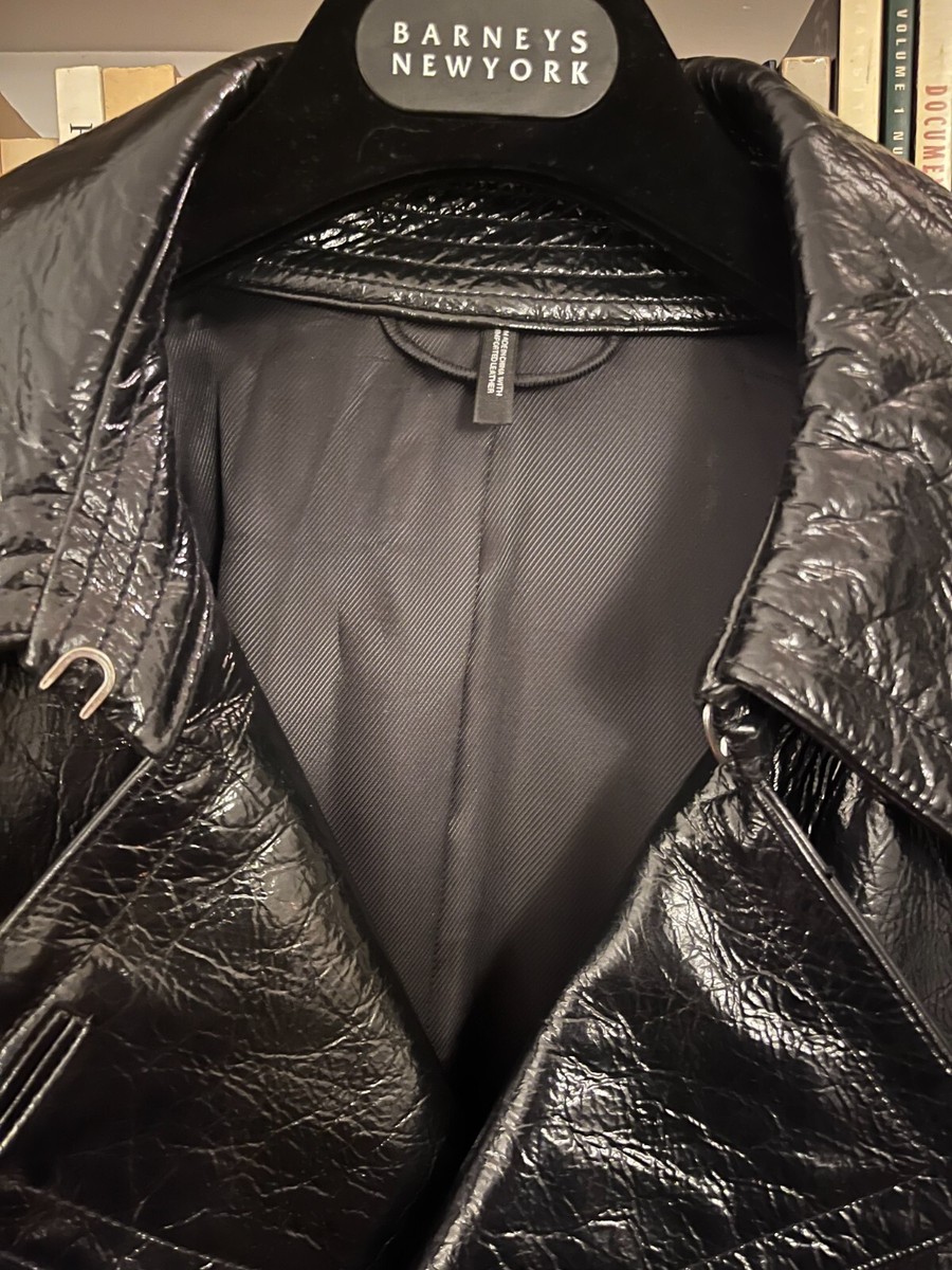 Helmut Lang Flasher Black Patent Cotton Women's Size M Trench Coat