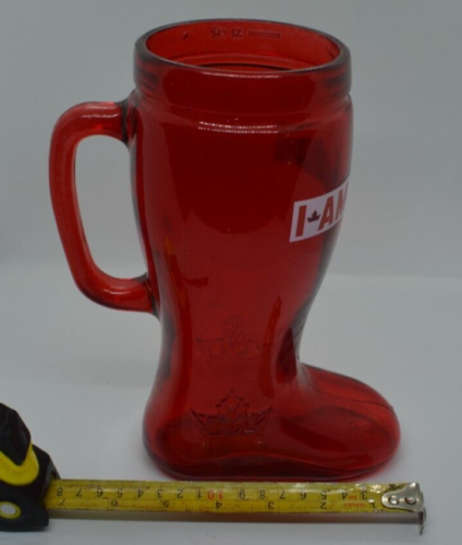 Molson Brewery Canadian Red Glass Boot Skate Beer Stein Tankard 32 oz - Picture 7 of 9