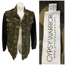 Gypsy Warrior Jacket Womens XS Green Camo Utility Chore Safari Office Casual