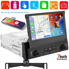 Car Stereo Wireless Apple Carplay Android Aut 1 Din 7" Bluetooth Flip Out Radio